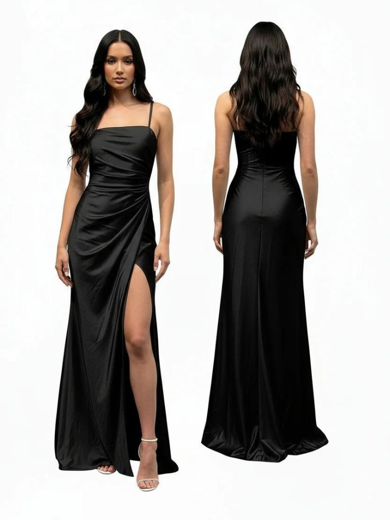 New Sleeveless Sheath Black Formal Long Gown W/ Sheath Cut & Leg Slit Tc D601
